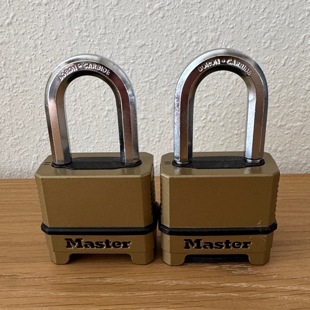 2 Master Lock Gold Outdoor Combination Locks